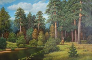 Deer by the Forest Lake